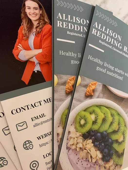 Grayce Nutrition materials with Allie Redding and practice contact information